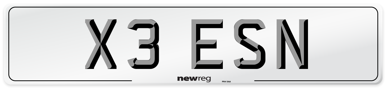X3 ESN Number Plate from New Reg